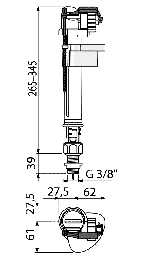 Alcaplast A18 3/8" Наборное устройство для унитаза 3/8" нижний подвод (латунь)