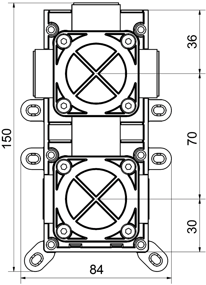 IB Rubinetti IB BOX INC312XXXN_19 Встроенная часть смесителя на 3 выхода (вертикальный)