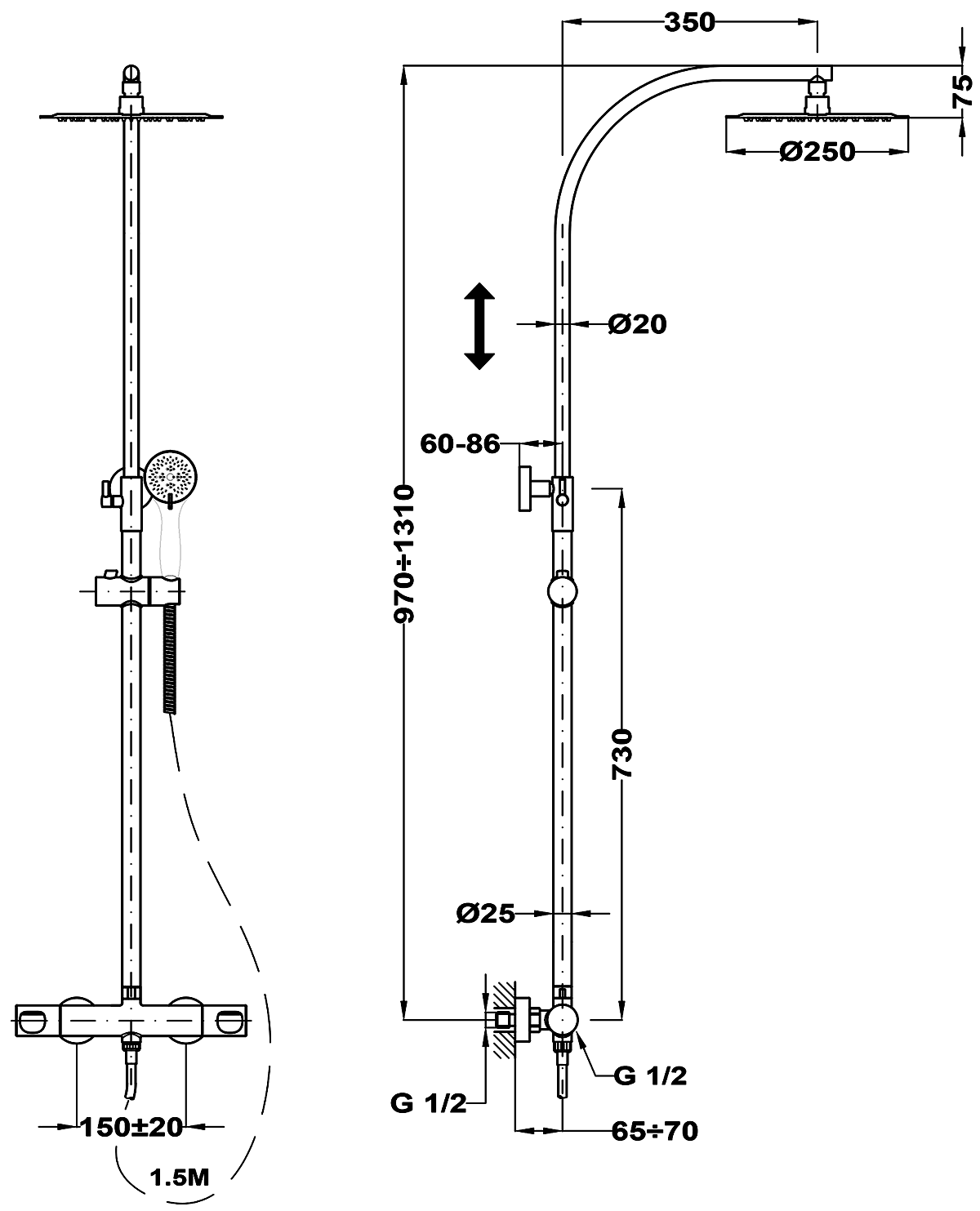 Mofem Zenit 153-1901-03 Душевая система с двухрукоятковым смесителем