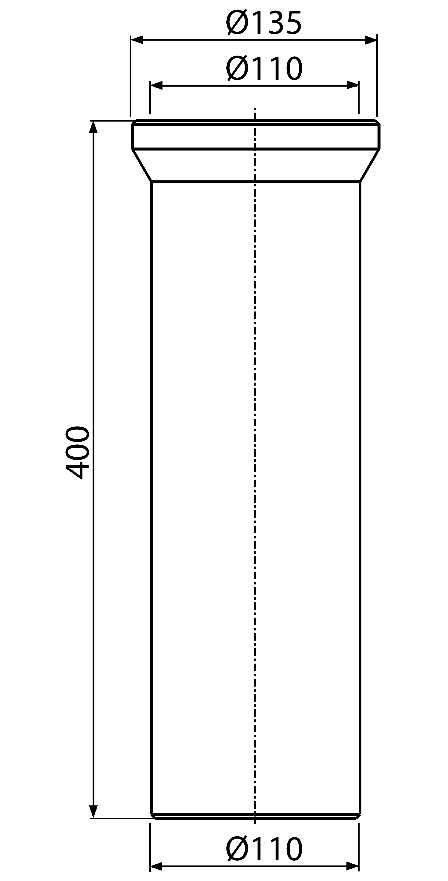 Alcaplast A91-400 Фановая труба для унитаза прямая Ø110x400