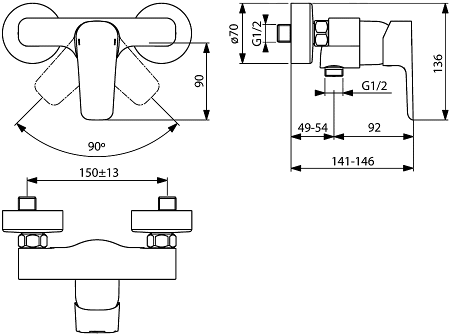 Ideal Standard CeraPlan III B0716AA  Смеситель душевой