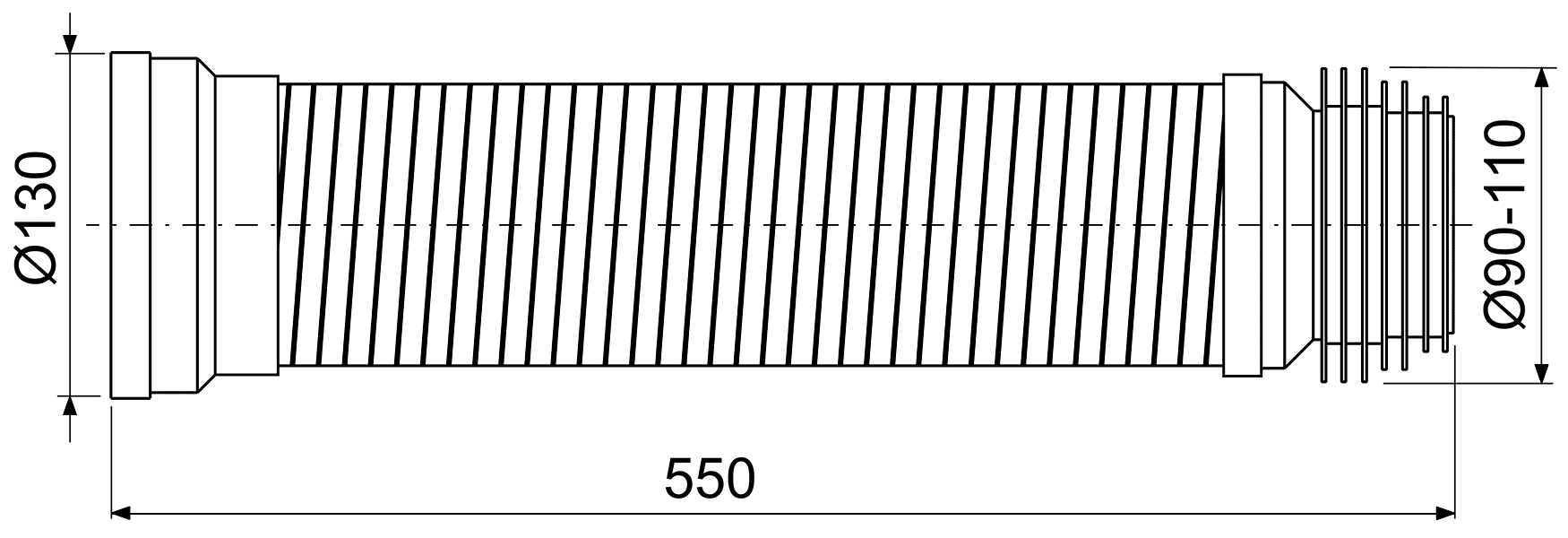 Remer 945L Фановая труба гибкая Ø90/110 550 мм