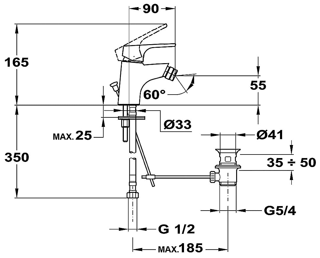 Mofem Junior Evo 154-0047-30 Смеситель для биде с донным клапаном