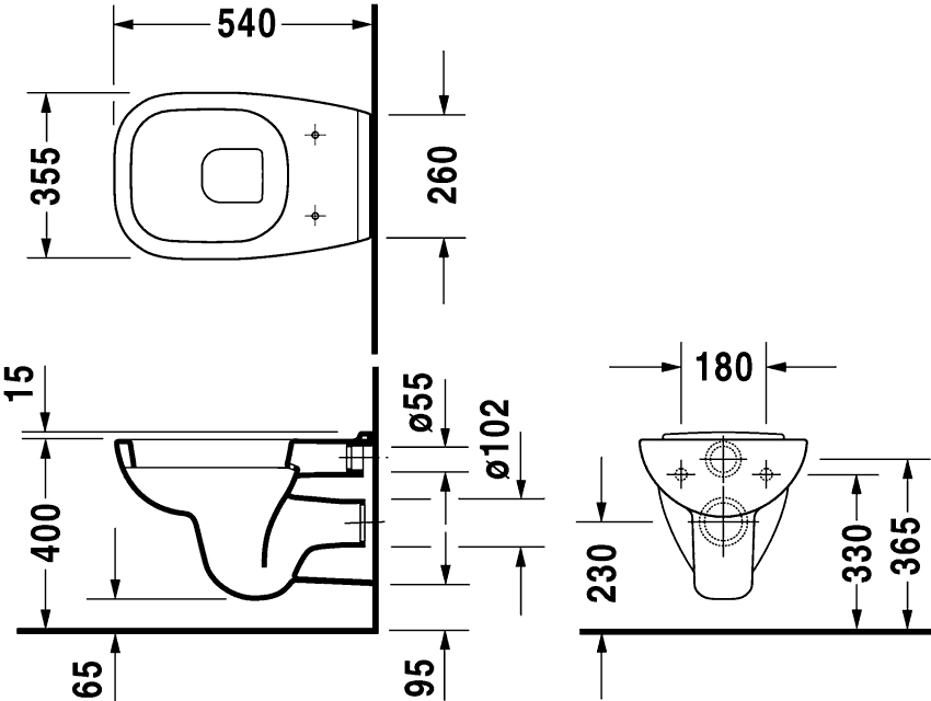 Duravit D-Code 253509/006731  Подвесной унитаз 545x355 с сиденьем и крышкой