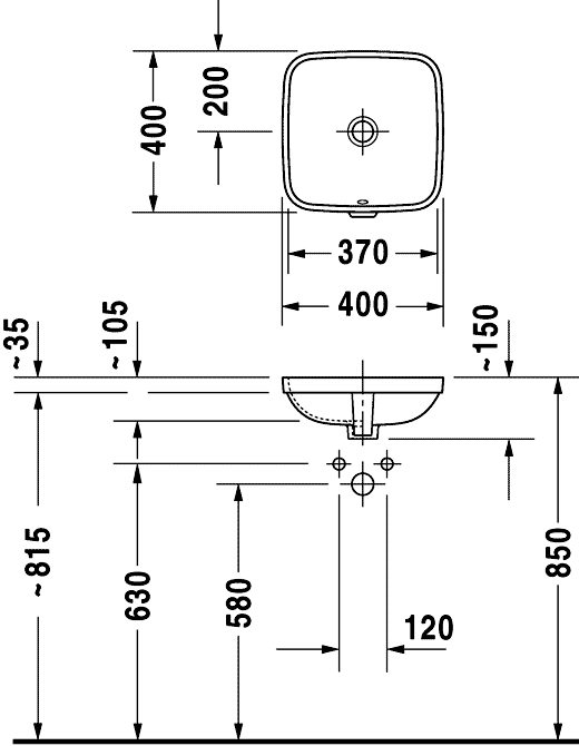 Duravit DuraStyle 037337 Раковина врезная снизу 370x370