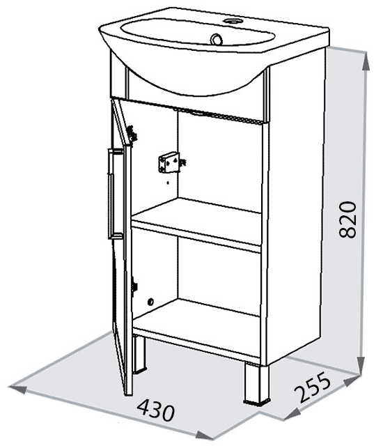 Triton Диана-45  Тумба с раковиной 450x820x380 (распашная дверь)