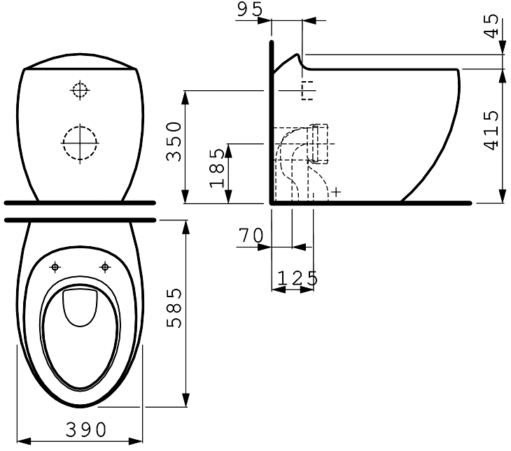 Laufen IlbagnoAlessi One 8.2197.1/8.9297.1 Унитаз напольный без бачка с крышкой SoftClose