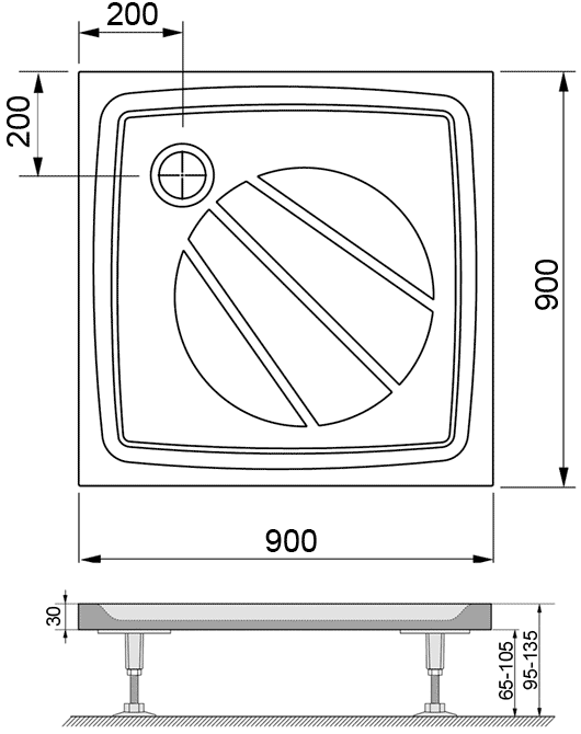 Ravak Galaxy PRO Perseus XA037701010  Душевой поддон 900х900 (литой мрамор)