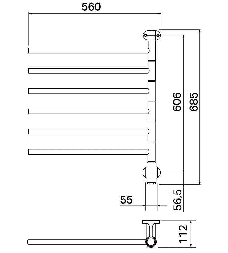 PAX Flex I 6/550 24-2019 Электрический полотенцесушитель 60 Вт