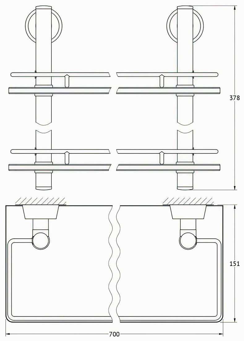 FBS Vizovice VIZ066 Полка 70 см 2-х ярусная