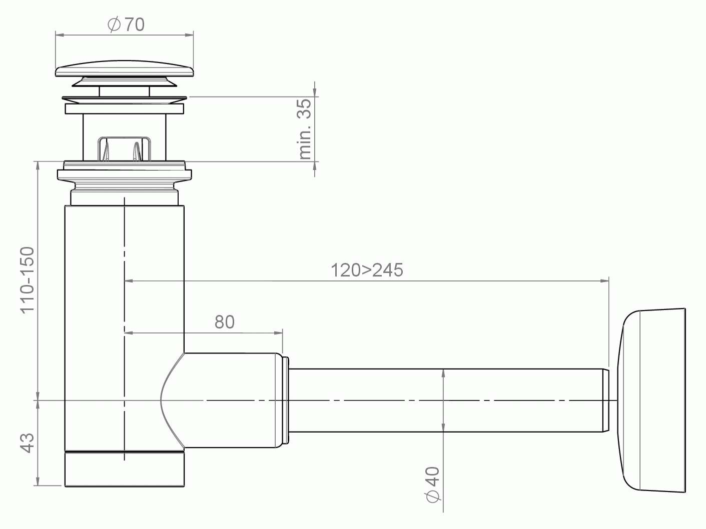 Prevex EasyClean 1512417 Сифон для раковины Click-Clack (золото)