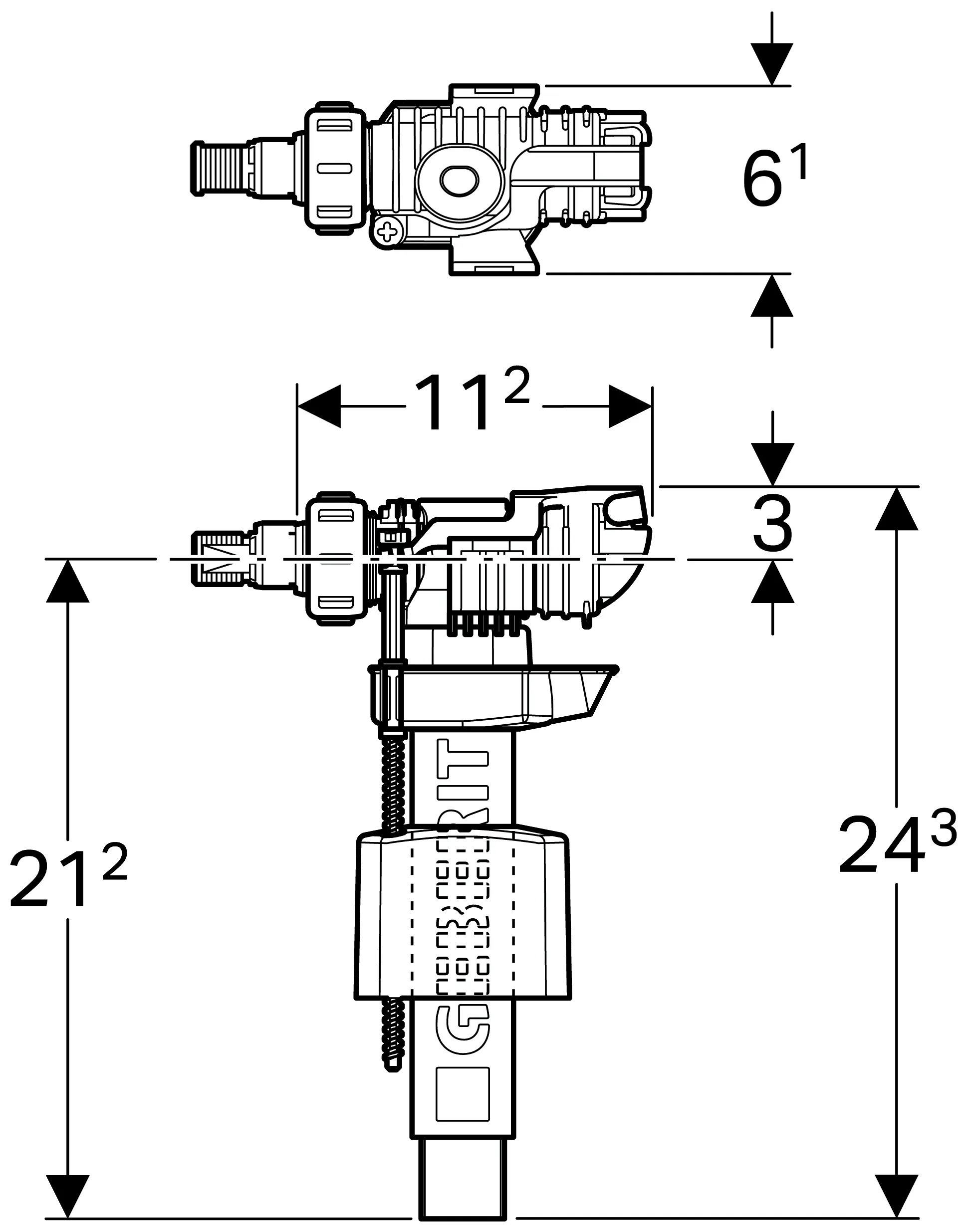 Geberit Type380 281.004.00.1 Заливное устройство для унитаза (боковой подвод 3/8"-1/2")