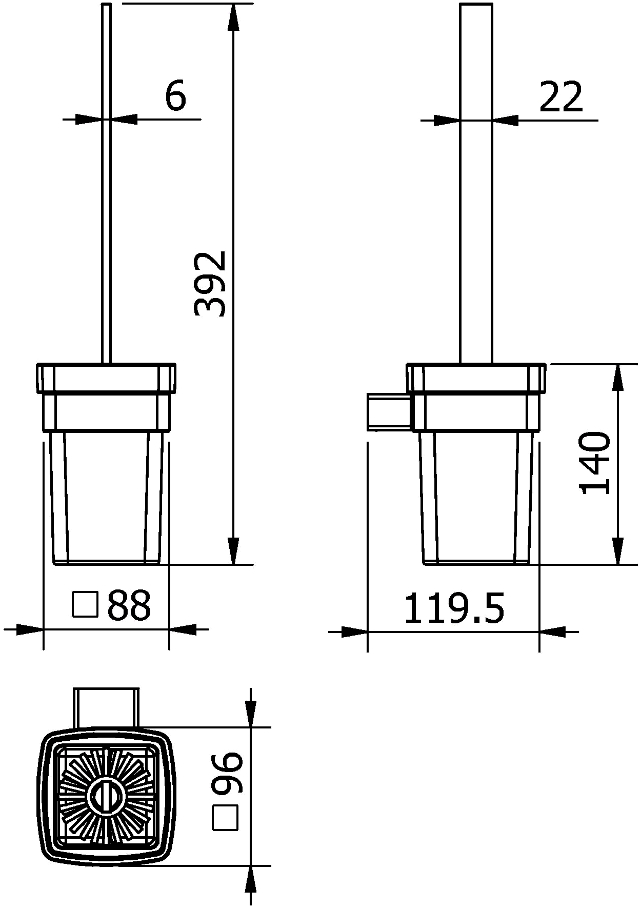 Langberger Vico 11325A-BP Ёршик настенный (чёрный)