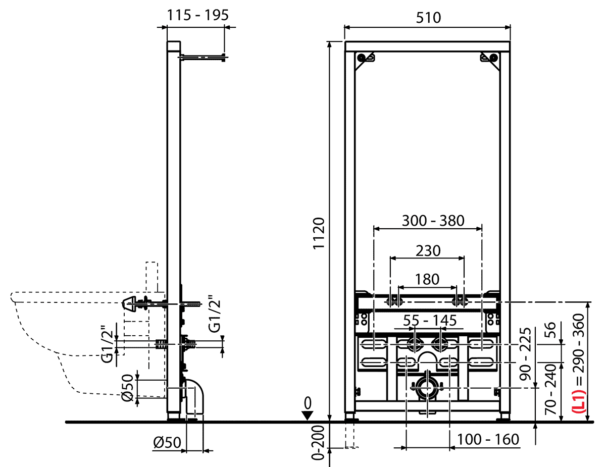 Alcaplast A105/1120 Монтажная рама для биде