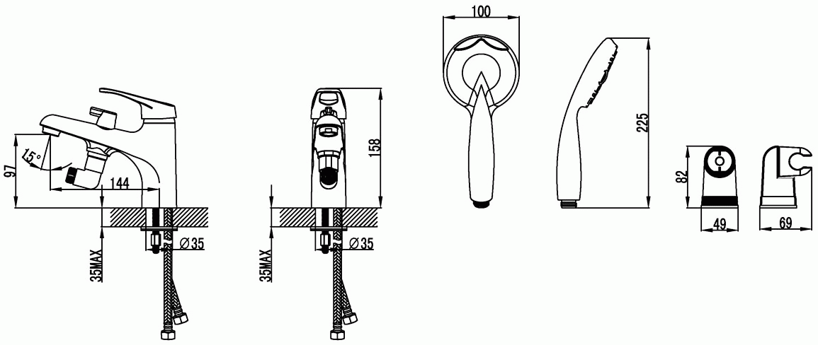 Lemark Omega LM3115C Смеситель на борт ванны