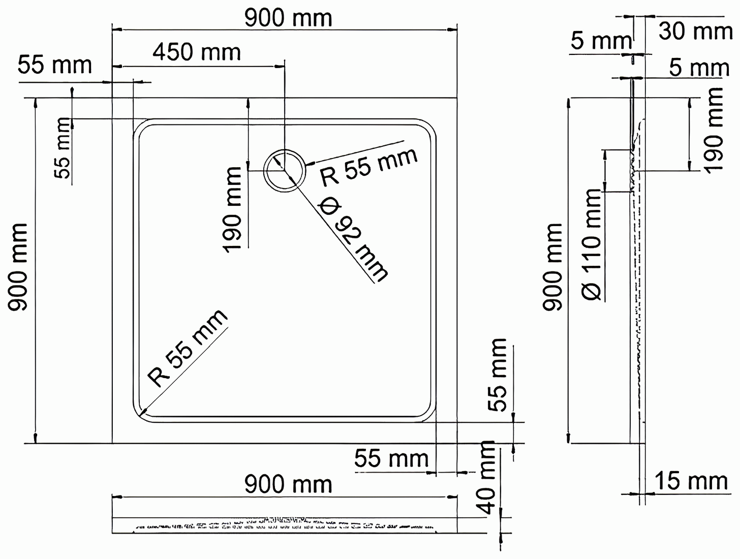 WasserKraft Berkel 48T03 Душевой поддон 900x900