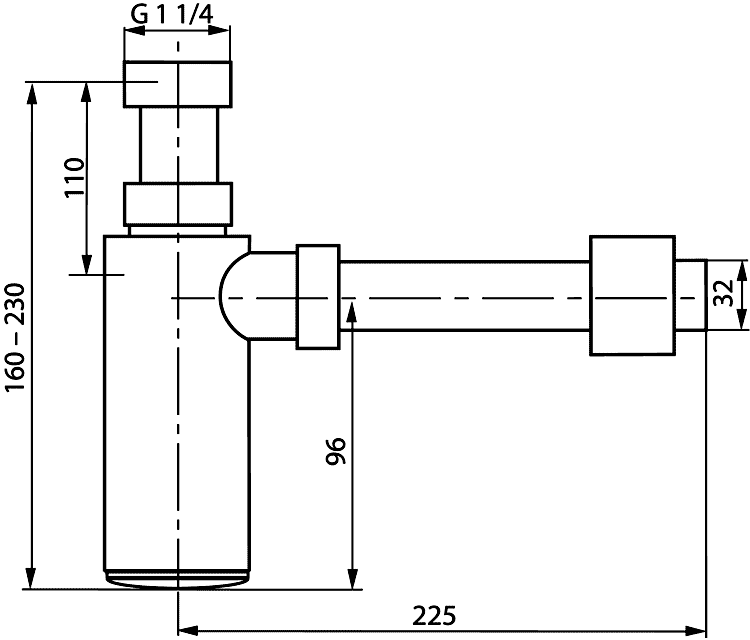 SANIT 31.017.00..0000 Сифон бутылочный для раковины 1-1/4"x32 (хромированный пластик)