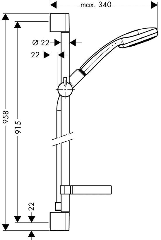 Hansgrohe Croma 100 27774 000 Multi/Unica'C  Душевой гарнитур (штанга 0.90 м)