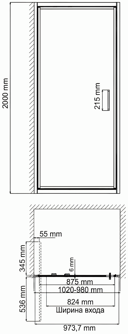 WasserKraft Salm 27I12 Душевая дверь 1000x2000