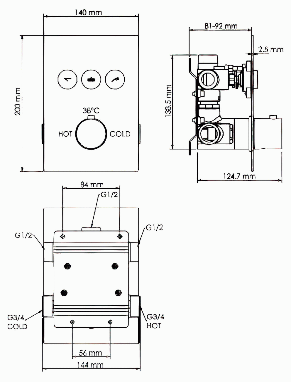 WasserKraft Neime 1944 Thermo Смеситель для ванны