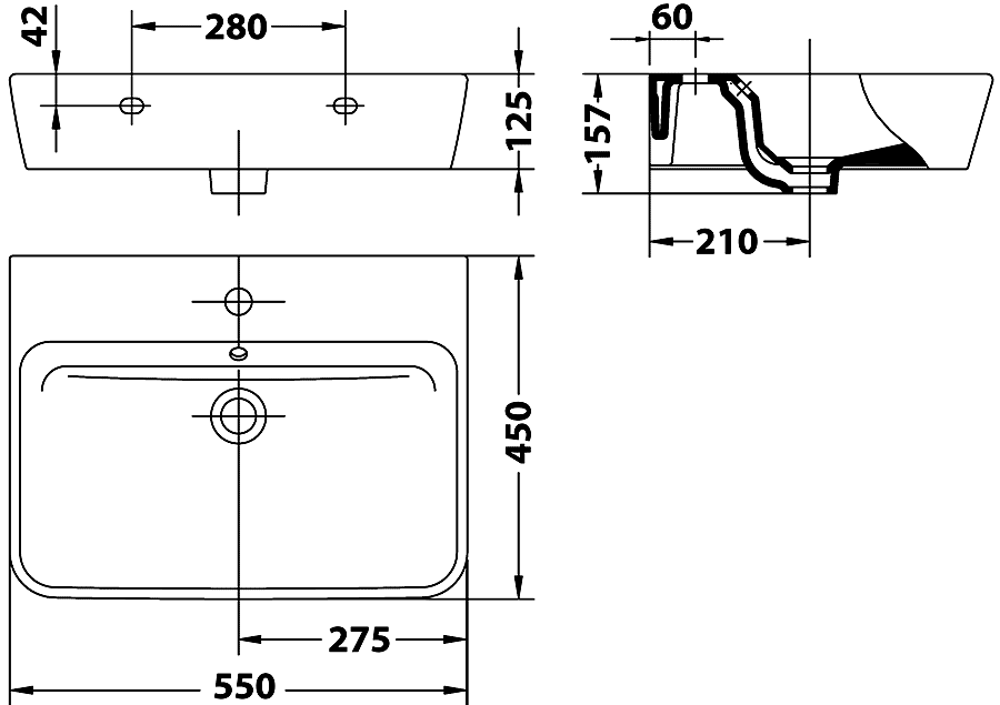 Gala Emma Square 27000  Раковина 550x450