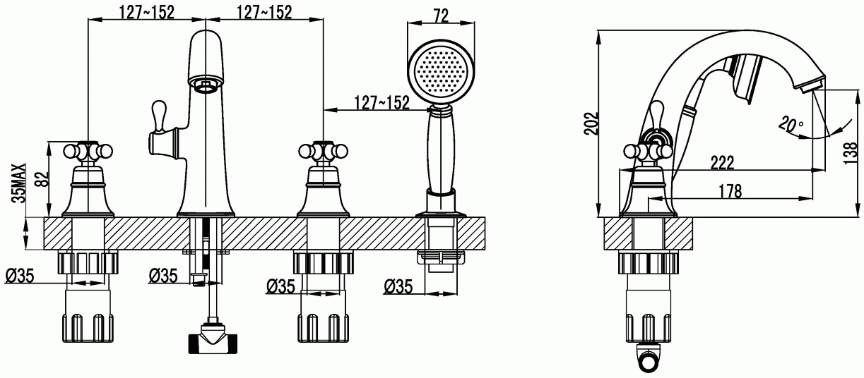 Lemark Vintage LM2841B Смеситель на борт ванны (бронза)