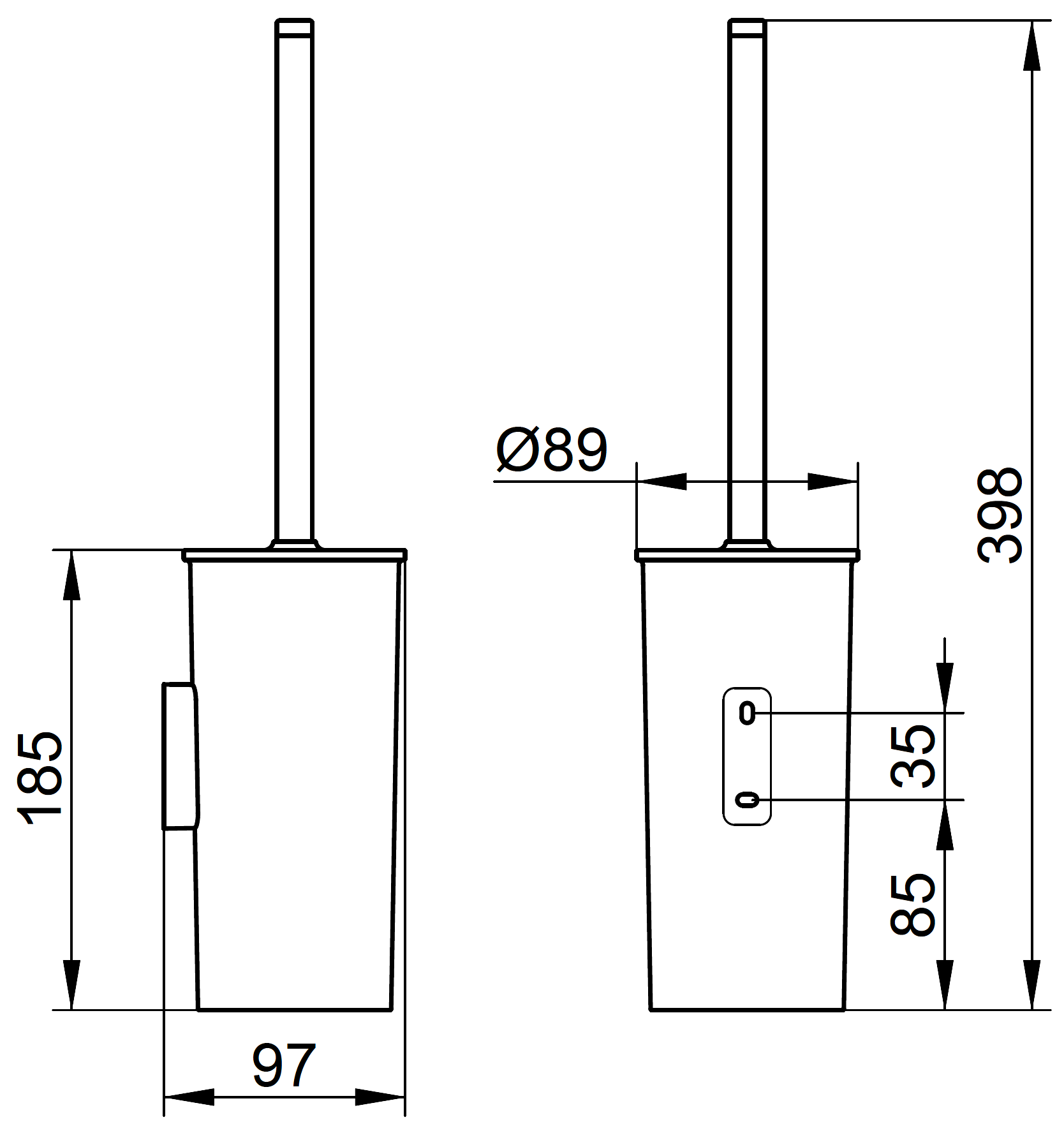 KEUCO Moll 12764 010101 Ёршик настенный (чёрный/хром)