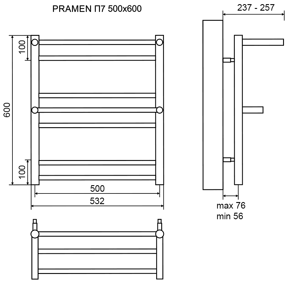 Lemark Pramen LM33607E Полотенцесушитель электрический 300 Вт 500x600