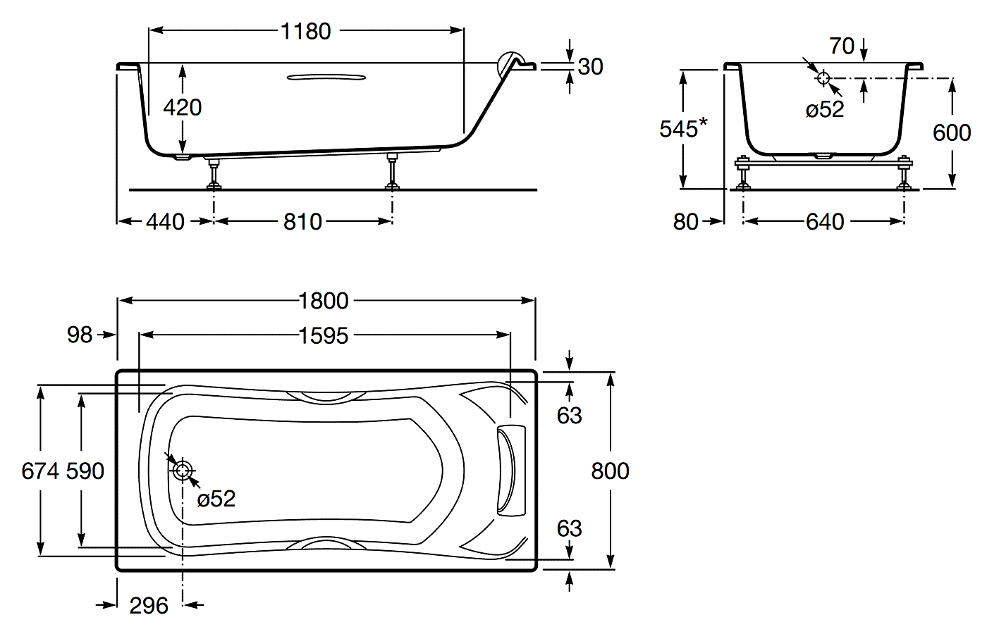 ROCA BeCool ZRU9302782 Акриловая ванна 1800x800 с фронтальной панелью и рамой