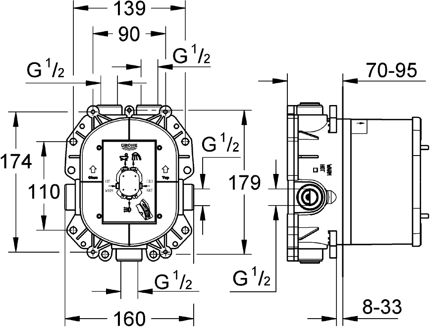 Grohe Rapido T 35500 Термосмеситель универсальный (встроенный механизм)
