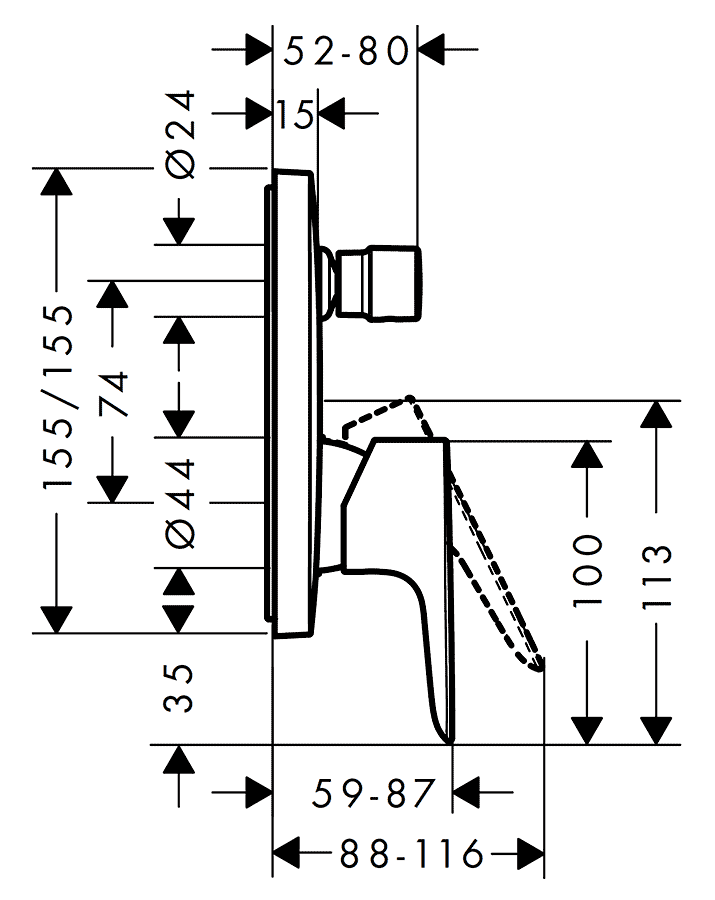 Hansgrohe Talis E 71745 000 Внешняя часть встроенного смесителя для ванны