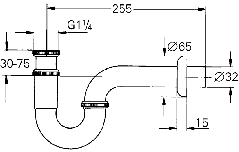 Grohe 28947 000 Сифон 1-1/4" для раковины трубный