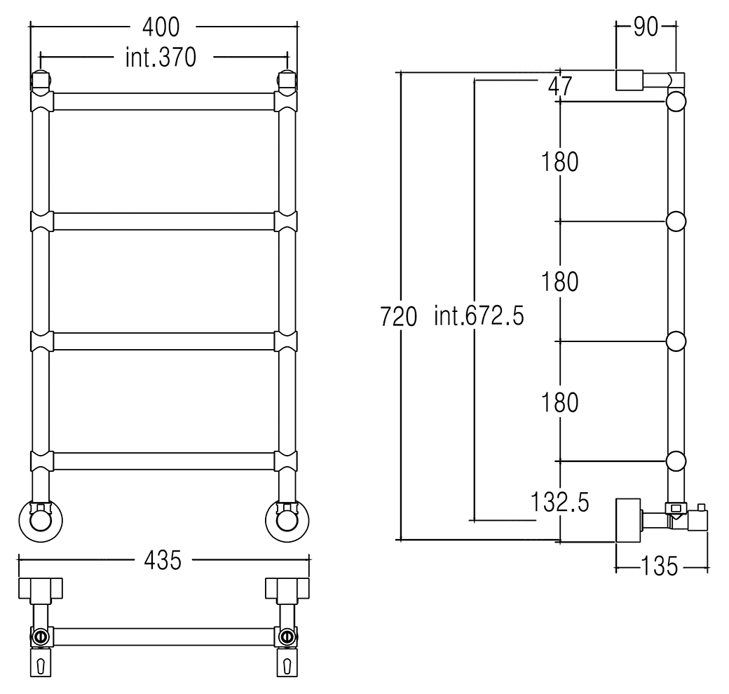 Margaroli Sole 442/370 CR  Водяной полотенцесушитель (хром)