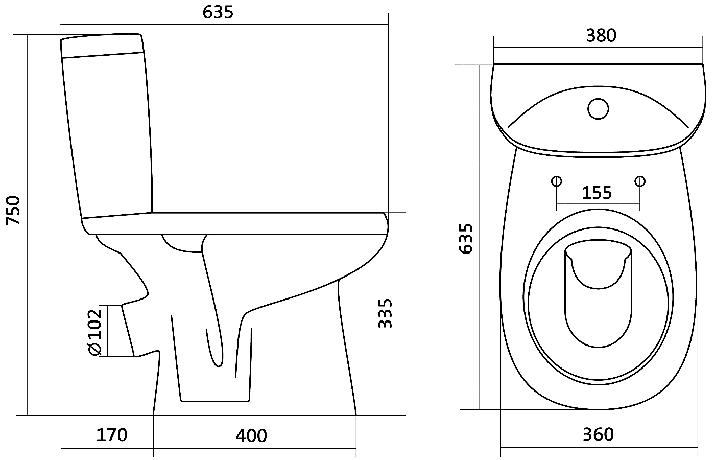 Santek Анимо 1.WH30.2.137 Унитаз-компакт с сиденьем и крышкой SoftClose (косой выпуск)