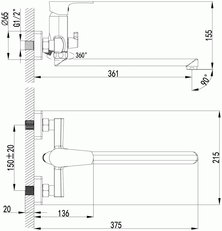 Lemark Plus Factor LM1651C Смеситель для ванны