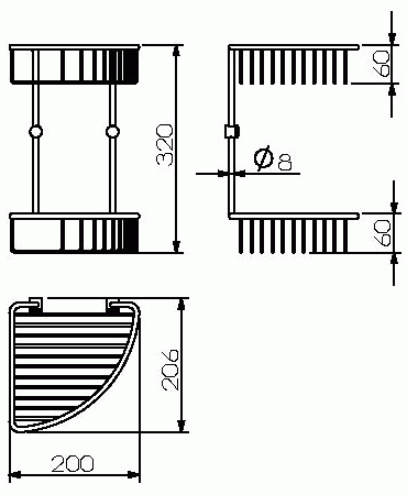 Langberger 10860I  Полочка-решётка угловая двухъярусная