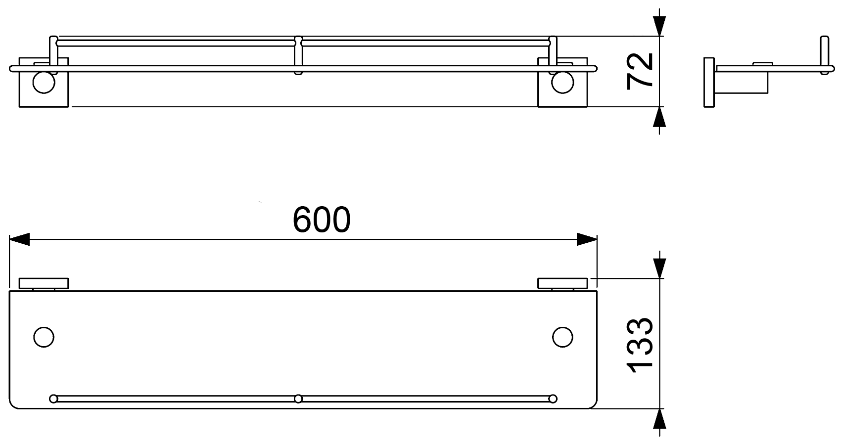 Rainbowl Cube 2753-60BP Полка 60 см с ограничителем (чёрный)