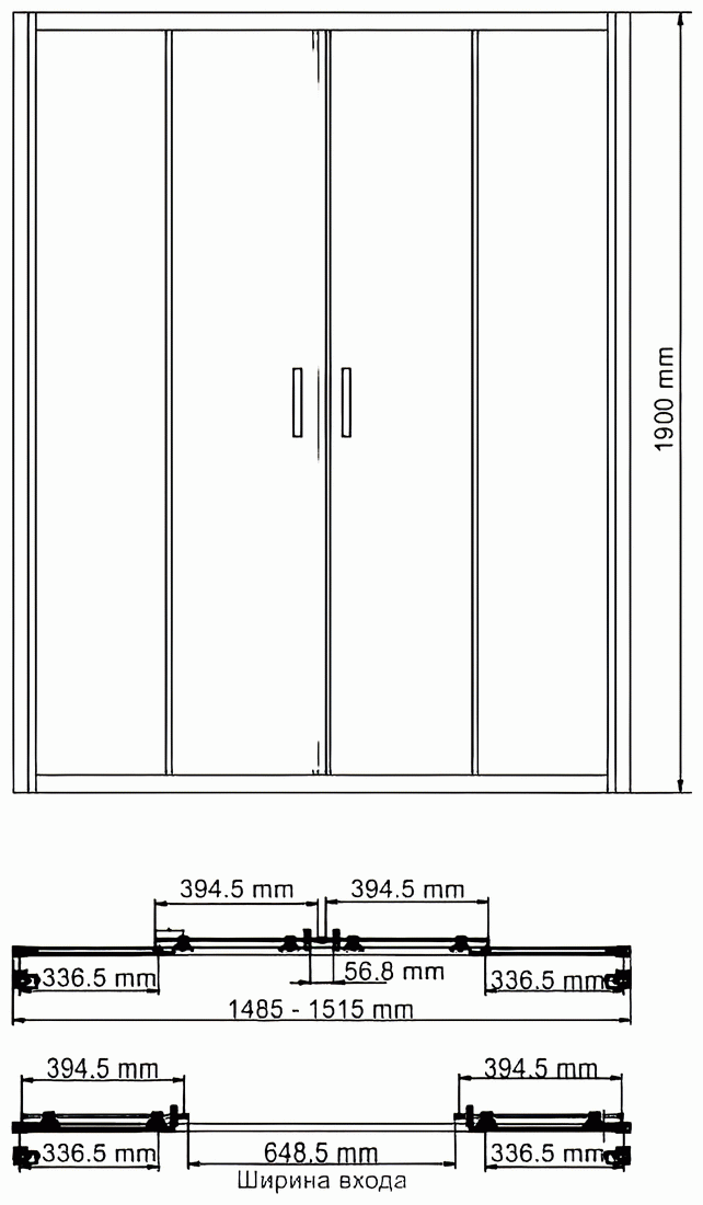 WasserKraft Lippe 45S08 Душевая дверь 1500x1900