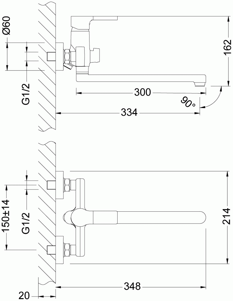 Lemark Aura LM0651C Смеситель для ванны с длинным изливом