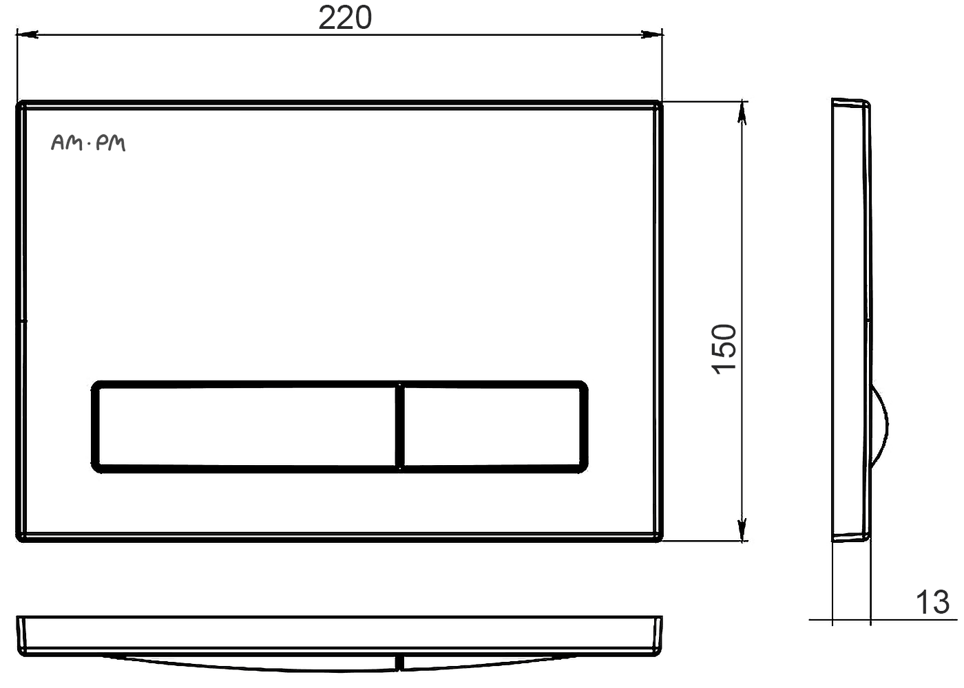 AM·PM I014151 Клавиша смыва для унитаза (хром)