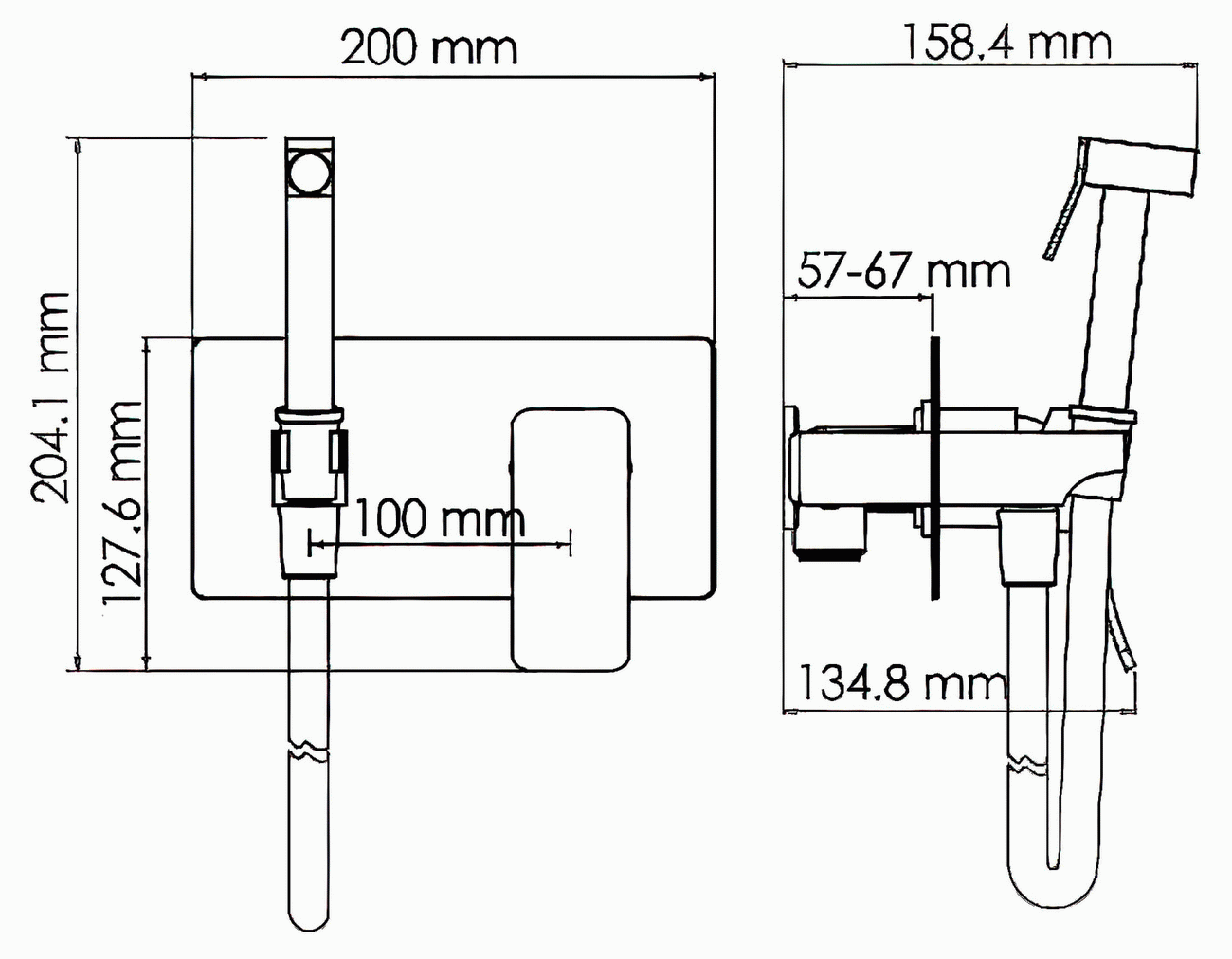 WasserKraft Aller 10638 Встраиваемый смеситель с гигиенической лейкой