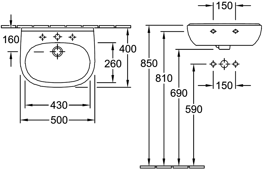 Villeroy&Boch O.novo 53605001 Раковина 500x400