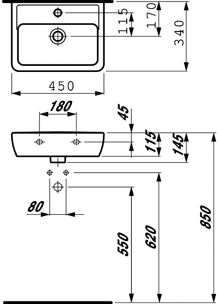 Laufen PRO 8.1195.1.000.104.1  Раковина 450х340