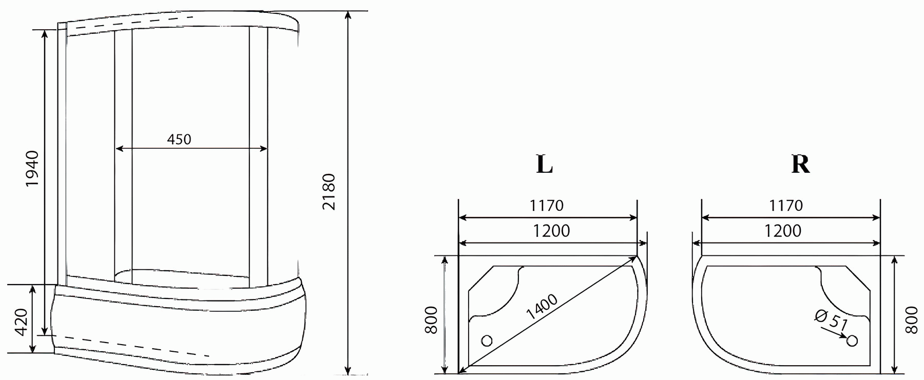 Timo ECO TE-0720 L Душевая кабина 120x80x218