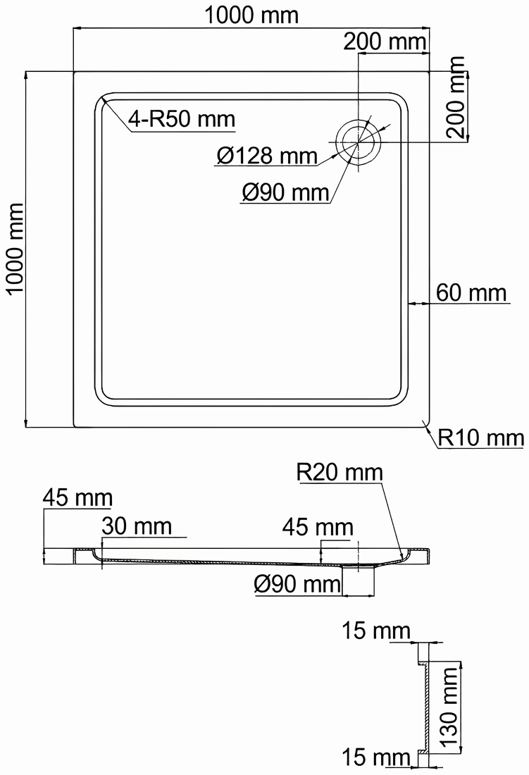 WasserKraft Amper 29T19 Душевой поддон 1000x1000