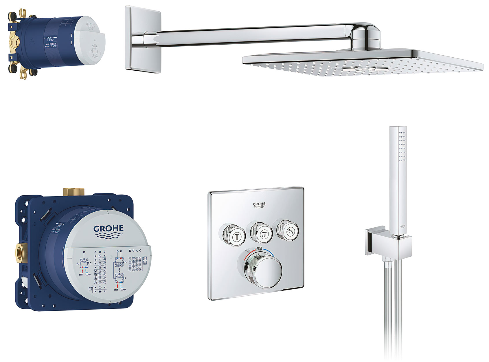 Grohe RainShower SmartControl 34706000 Встроенная душевая система с термостатом