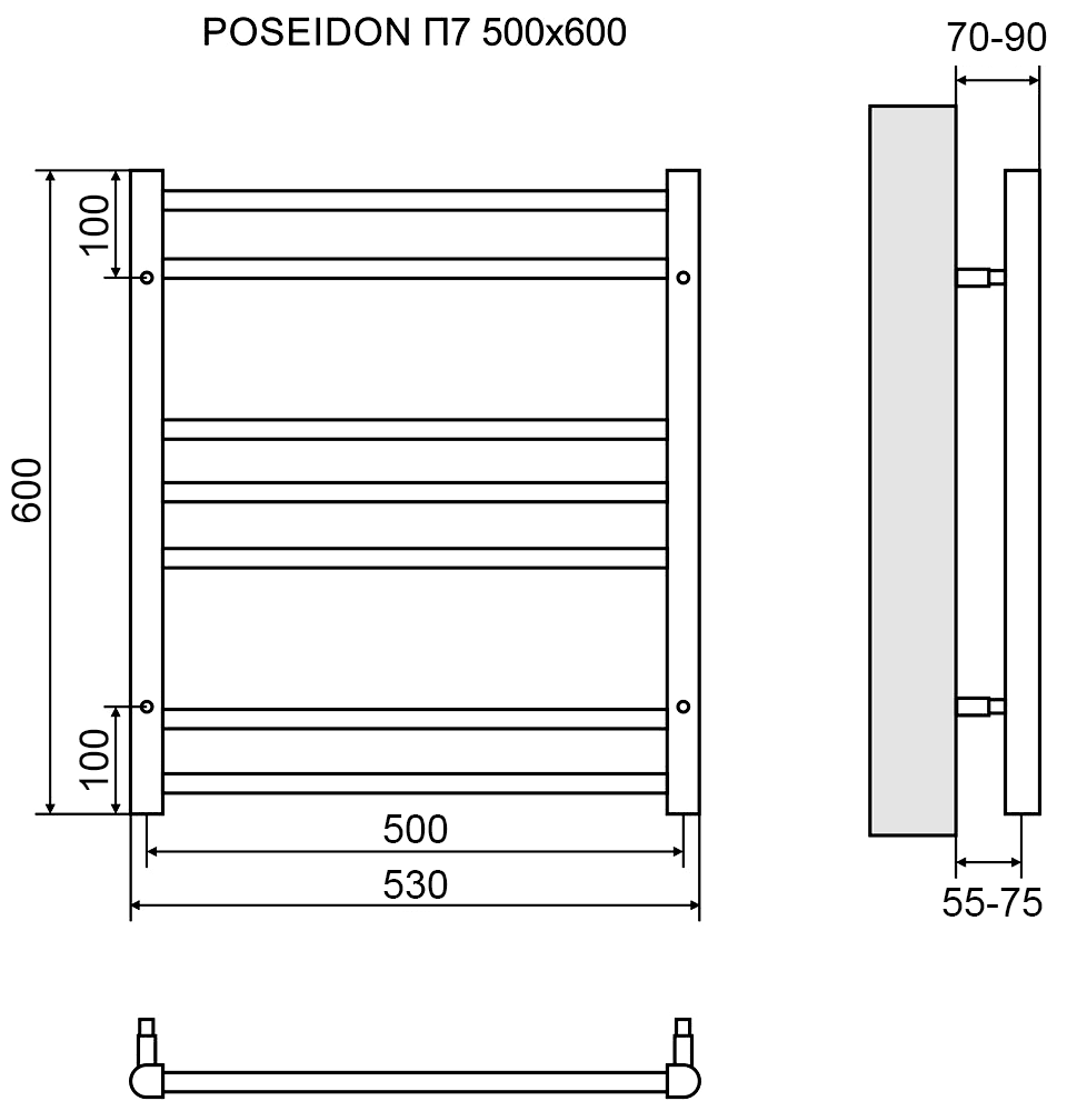 Lemark Poseidon LM42607E Полотенцесушитель электрический 300 Вт 500x600