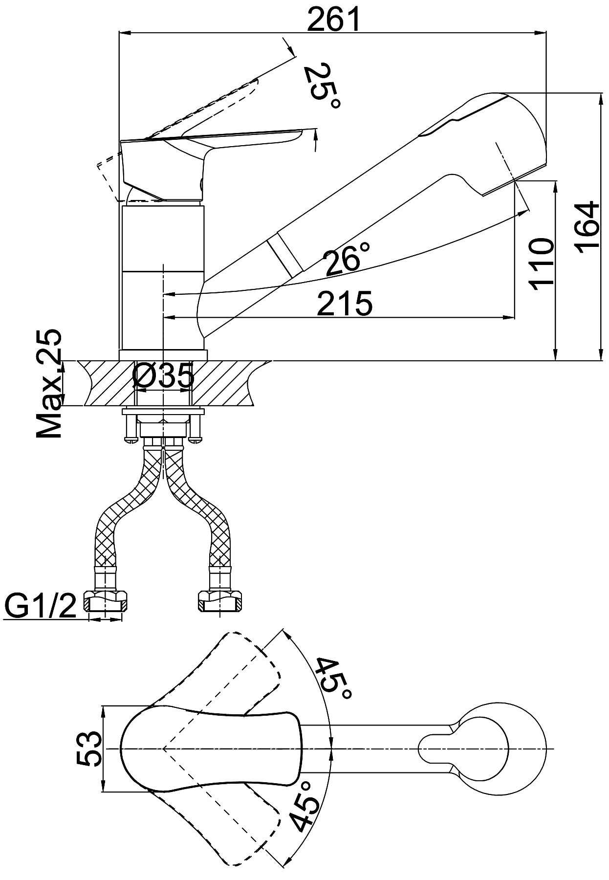 D&K Rhein·Reisling DA1272501 Смеситель для кухни с вывижным душем