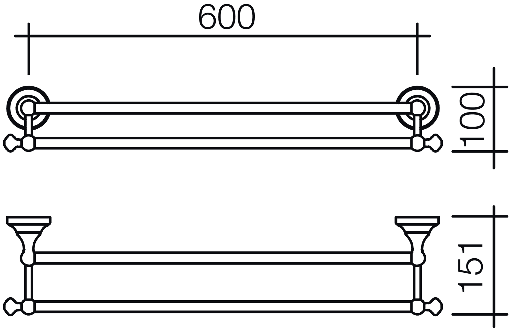 Schein Saine 7053040 Полотенцедержатель двойной 60 см (хром)