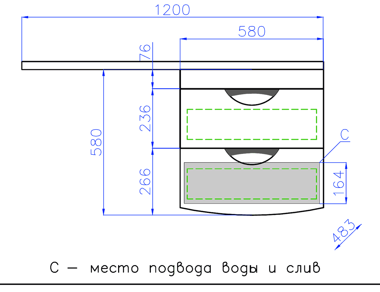 Style Line Жасмин 2 Люкс PLUS 120 R Тумба подвесная с раковиной Даллас (2 ящика)